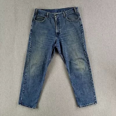 VINTAGE Gap Jeans 38x30 USA MADE Easy Fit Retro High Rise Faded Stone Wash Taper • $19.60