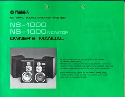 Operating Instructions For Yamaha NS-1000 • $15.44