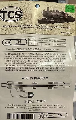 N Scale TCS 1278 CN DCC Decoder • $42.50