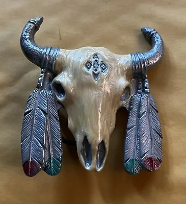 Indian Feather Skull Belt Buckle New Approximately 2 7/8  X 3  • $7.50