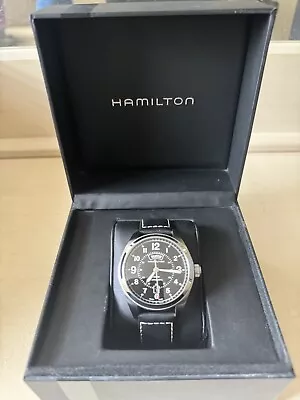 Hamilton H705050 Khaki Field Day Date Automatic Black Leather • $390