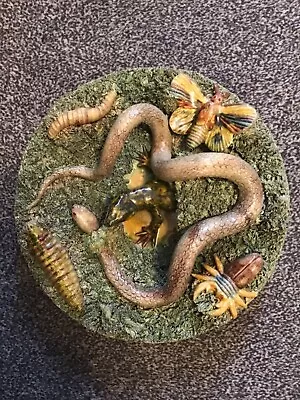 Rare Palissy Majolica Snake Wall Plate Stamped Jose A Cunah & Signed • £675