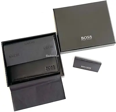 Hugo Boss Men’s AREZZO Trifold Leather Wallet With Coin Pocket Black • £25.99