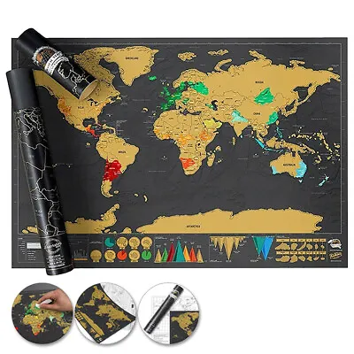 New Deluxe Large Scratch Off Map Personalised World Map Travel AtlasTravel Gift • $16.99