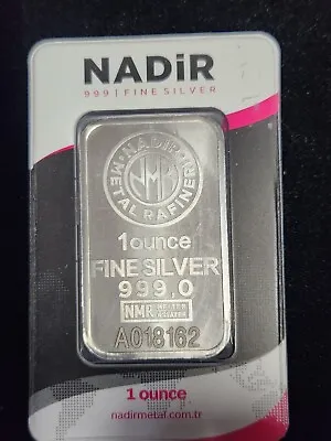 1 Oz Silver Bar Nadir Metal Rafineri  .999 Fine Silver Bar - In Assay Card  R26 • $47