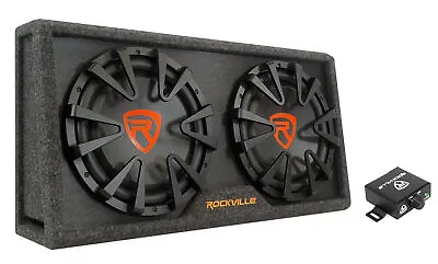 Rockville RG212CA Dual 12  Slim Vented Powered Car Subwoofer Enclosure 2000 Watt • $160.73