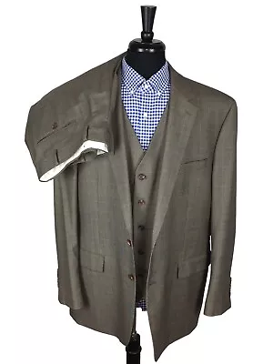 Ralph Lauren Men 46R Wool Brown/Purple 3 Piece Suit Reversible-Vest Pants 40x30 • $155.59