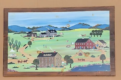 Large Folk Art Painting By Virginia Young Mountain View Inn Vermont 48  X 30  • $299.99