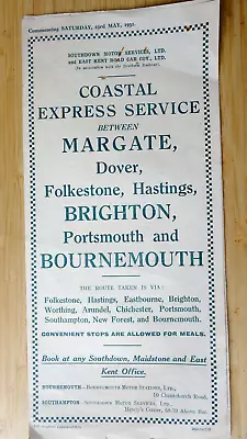 1931 Southdown / East Kent Coastal Express Service Margate Brighton Bournemouth • £24.99