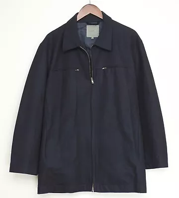 Marzotto Lab Mens Jacket XL Solid Navy Blue Wool Cashmere Blend Full Zip  • $83.99