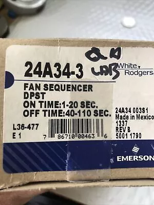 24A34-1 White Rogers Fan & Heat Sequencer Emerson Electric Mobile Home Furnace • $14.99