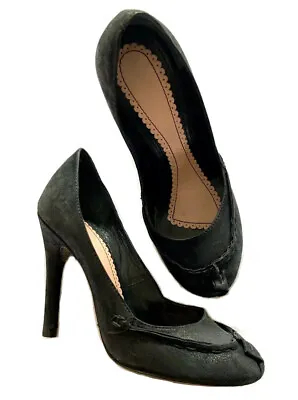 $85 • Buy Collectors’ John Galliano Pumps Stitched Front In Black Brushed Suede EU 37 US 6