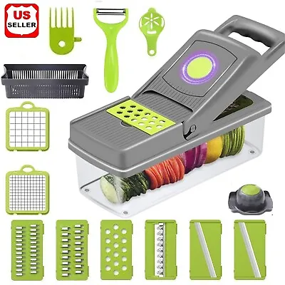 14 In 1 Fruit Vegetable Slicer Cutter Food Onion Veggie Dicer Chopper Kitchen US • $16.98