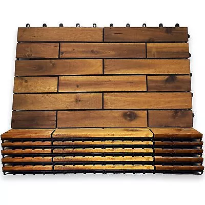 Interlocking Deck Tiles 24 X 12 Long Boards- 6 Pack | Snap Together Acacia Ha... • $97.92