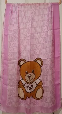 MOSCHINO Teddy Bear Sheer 100% Silk Oblong Scarf Shawl Italy NWT • $125