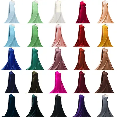 Velvet Velour Fabric Plain 4 Way Stretch Polyester Elastane Dressmaking Material • £1