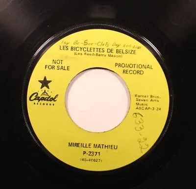 $14.99 • Buy Hear! Pop French Promo 45 Mireille Mathieu - Les Bicyclettes De Belsize / Someti