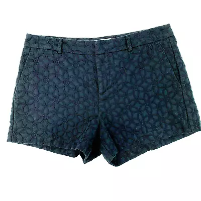 Elle Womens Size 6 Shorts Short Floral Patterned Design Casual Flat Front Black • $9.74