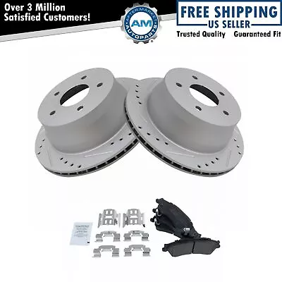 Rear Performance Drilled & Slotted Brake Rotor & Posi Metallic Pad Set • $119.34