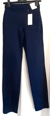 M&S. PER UNA. Ladies Navy Trouser. Size 24L. 7/8th Slim. High Rise New With Tag. • £6.99