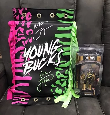 Young Bucks Signed Autograph Turnbuckle Pad & Figure AEW ROH Wwf Wwe Rare Vintag • $250