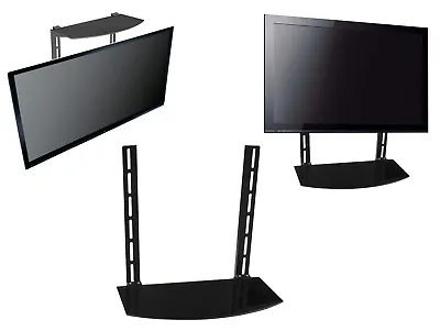 Glass Shelf Above Below Under TV Wall Mount Bracket Cable Box DVR DVD Bluray • $28.45