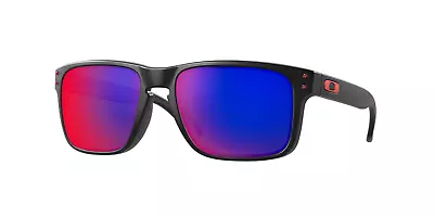 OAKLEY OO9102 HOLBROOK Sunglasses Matte Black OO9102-36 Red Iridium Lenses • £104