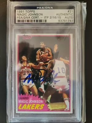 Magic Johnson AUTO HOF Signed 1981 Topps Basketball #21 LA Lakers PSA/DNA • $0.99