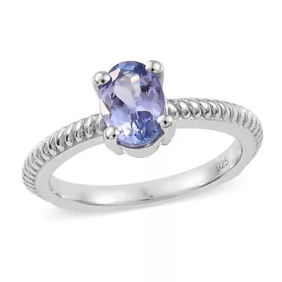 Tanzanite Solitaire Ring In Platinum Over Sterling Silver (Size 5.0) 0.75 Ctw • £143.81