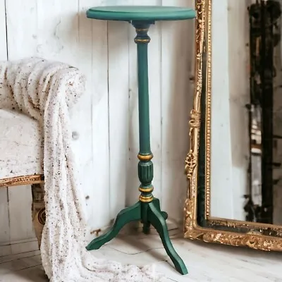 Painted/Upcycled Plant Stand In Green And Gold • £110