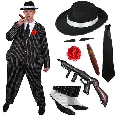 £26.99 • Buy Deluxe Fat Gangster Costume Hat Tie Mens 1920's Fancy Dress Al Capone Outfit