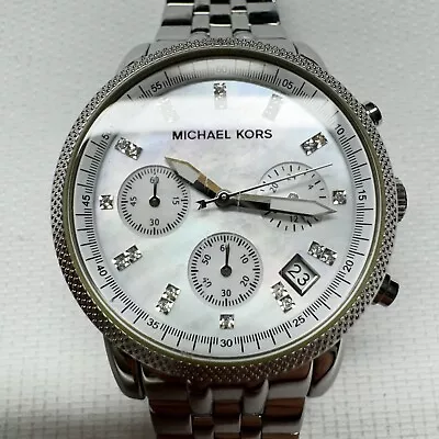 Michael Kors Ritz Chronograph Watch Women 37mm Silver Tone Needs Battery  • $35