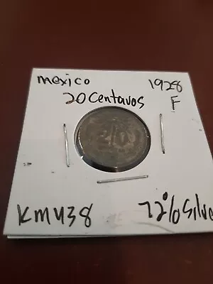 1928 Mexico Silver 20 Centavos Cap & Rays  • $7.95
