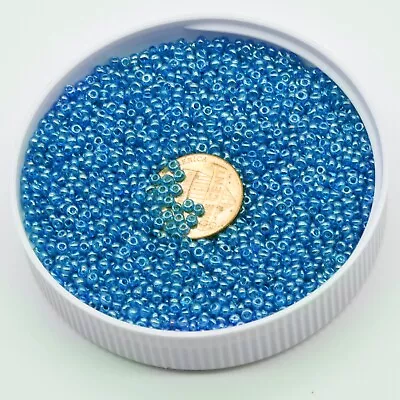 30gram  11/0 2mm Round Capri Blue AB Glass Seed Beads 0.8mm Hole • $5.25
