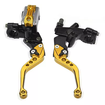 2pcs Motorcycle 7/8  CNC Brake Clutch Levers Master Cylinder Reservoir Kit Gold • $29.95