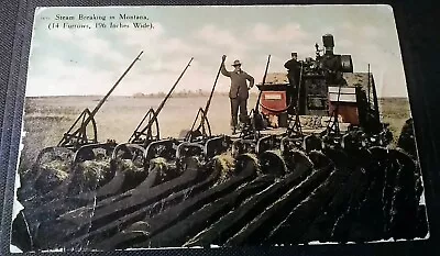 Montana Steam Breaking Modern Farm Equipment In Field 1911 Post Card • $3