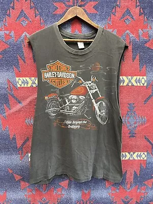 Vintage Harley Davidson Shirt Cut Off Single Stitch 1987 L 80s Biker • $49.99