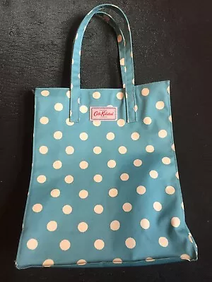 Cath Kidston Designer Pale Blue Polka Spot Print Zip Hand Bag Tote Shopper Vgc • £12.99