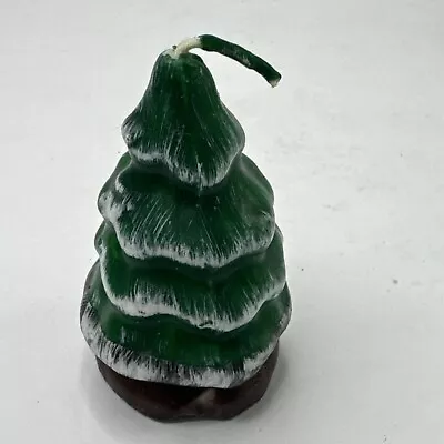 Vintage Christmas Snow Covered Christmas Tree Candle 3.5” Tall • $9.99