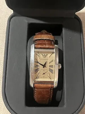 Emporio Armani Watch With Leather Band With Box • $100