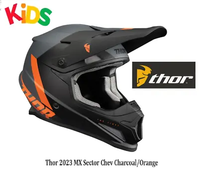 THOR Kids Youth Motocross MX Dirt Bike Riding Helmet NEW Orange/charcoal Grey • $119