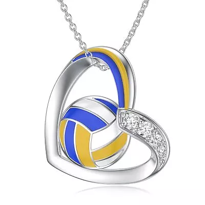 Volleyball Necklace For Girls Women Sports Lovers Gifts Sterling Silver Pendant • $48.82