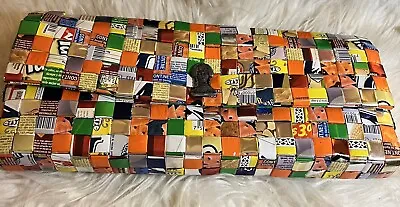 RARE FIND! NAHUI OLLIN Retro Recycled Unique Candy Wrapper Large Clutch Purse! • $24.99