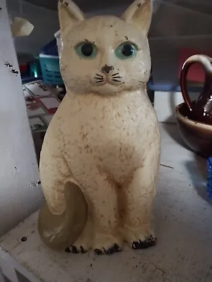 Vintage Folk Art Cast Iron Sitting Cat Doorstop • $36