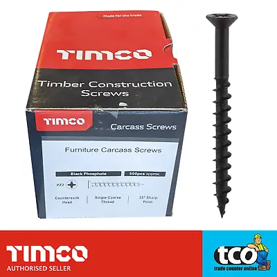 £10.89 • Buy Timco Carcass Screws 500 Box | Black Coarse Thread | Softwood Furniture Assembly