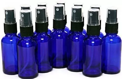 GPS Cobalt Blue Boston Round Glass Bottle With Black Fine Mist Sprayer 2 Oz... • $15.99