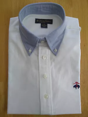 NWOT Brooks Brothers White Oxford Button Down Popover USA Ivy M Slim • $42