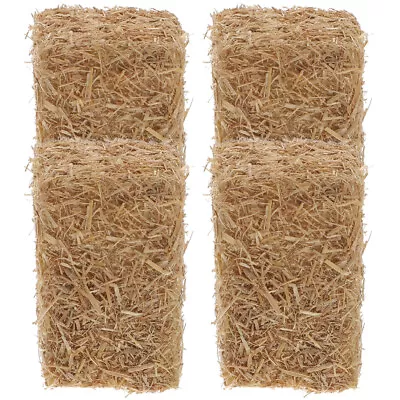 Mini Hay Bales 4pcs Miniature Square Straw Blocks Decorative Dollhouse Farm • $7.49