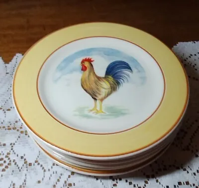 6 Vintage French Rooster Chicken 8 3/8  Salad Plates Made In Italy Country Style • $19.95