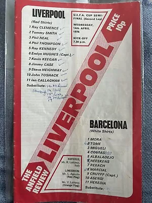 £1 • Buy Liverpool V Barcelona 1976 UEFA Cup Semi Final Programme